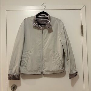 Hermes Silver and Gray Bomber Jacket/Nylon